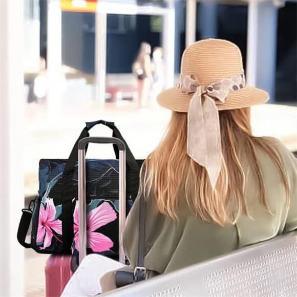 Tropical Floral Print Sports Travel Tote‎ Bag Weekender Duffle Gym Crossbody Bag - Picture 2 of 7